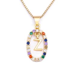 Nidin New Hot Sale Colorful 26 Letters A - Z Initial Alphabet Pendant Long Chain Necklace Name Jewelry Women Accessories Gift