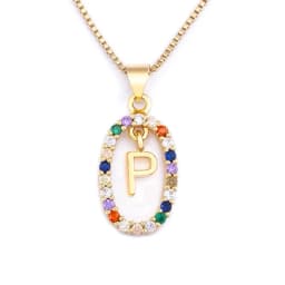 Nidin New Hot Sale Colorful 26 Letters A - Z Initial Alphabet Pendant Long Chain Necklace Name Jewelry Women Accessories Gift
