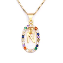 Nidin New Hot Sale Colorful 26 Letters A - Z Initial Alphabet Pendant Long Chain Necklace Name Jewelry Women Accessories Gift