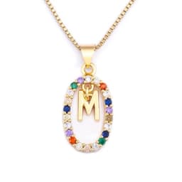 Nidin New Hot Sale Colorful 26 Letters A - Z Initial Alphabet Pendant Long Chain Necklace Name Jewelry Women Accessories Gift