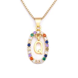 Nidin New Hot Sale Colorful 26 Letters A - Z Initial Alphabet Pendant Long Chain Necklace Name Jewelry Women Accessories Gift