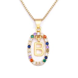 Nidin New Hot Sale Colorful 26 Letters A - Z Initial Alphabet Pendant Long Chain Necklace Name Jewelry Women Accessories Gift