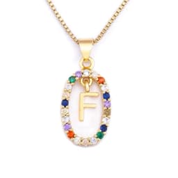 Nidin New Hot Sale Colorful 26 Letters A - Z Initial Alphabet Pendant Long Chain Necklace Name Jewelry Women Accessories Gift