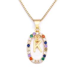 Nidin New Hot Sale Colorful 26 Letters A - Z Initial Alphabet Pendant Long Chain Necklace Name Jewelry Women Accessories Gift