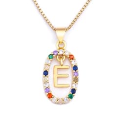 Nidin New Hot Sale Colorful 26 Letters A - Z Initial Alphabet Pendant Long Chain Necklace Name Jewelry Women Accessories Gift