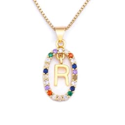 Nidin New Hot Sale Colorful 26 Letters A - Z Initial Alphabet Pendant Long Chain Necklace Name Jewelry Women Accessories Gift