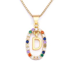 Nidin New Hot Sale Colorful 26 Letters A - Z Initial Alphabet Pendant Long Chain Necklace Name Jewelry Women Accessories Gift