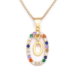 Nidin New Hot Sale Colorful 26 Letters A - Z Initial Alphabet Pendant Long Chain Necklace Name Jewelry Women Accessories Gift