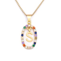 Nidin New Hot Sale Colorful 26 Letters A - Z Initial Alphabet Pendant Long Chain Necklace Name Jewelry Women Accessories Gift