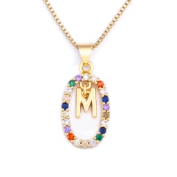Nidin New Hot Sale Colorful 26 Letters A - Z Initial Alphabet Pendant Long Chain Necklace Name Jewelry Women Accessories Gift