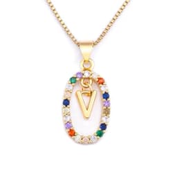 Nidin New Hot Sale Colorful 26 Letters A - Z Initial Alphabet Pendant Long Chain Necklace Name Jewelry Women Accessories Gift