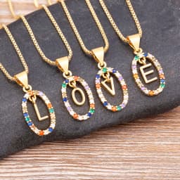 Nidin New Hot Sale Colorful 26 Letters A - Z Initial Alphabet Pendant Long Chain Necklace Name Jewelry Women Accessories Gift
