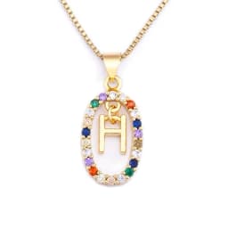 Nidin New Hot Sale Colorful 26 Letters A - Z Initial Alphabet Pendant Long Chain Necklace Name Jewelry Women Accessories Gift