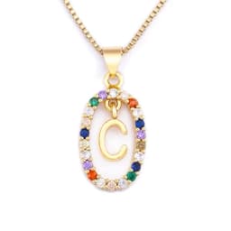 Nidin New Hot Sale Colorful 26 Letters A - Z Initial Alphabet Pendant Long Chain Necklace Name Jewelry Women Accessories Gift