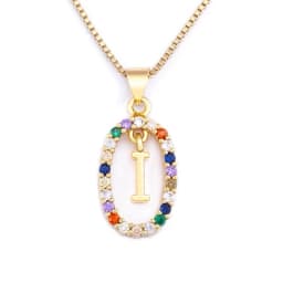 Nidin New Hot Sale Colorful 26 Letters A - Z Initial Alphabet Pendant Long Chain Necklace Name Jewelry Women Accessories Gift