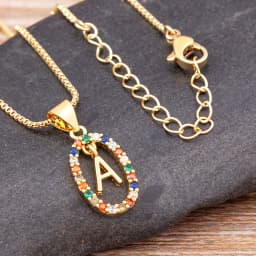 Nidin New Hot Sale Colorful 26 Letters A - Z Initial Alphabet Pendant Long Chain Necklace Name Jewelry Women Accessories Gift