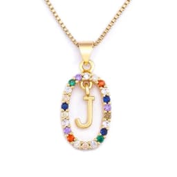 Nidin New Hot Sale Colorful 26 Letters A - Z Initial Alphabet Pendant Long Chain Necklace Name Jewelry Women Accessories Gift