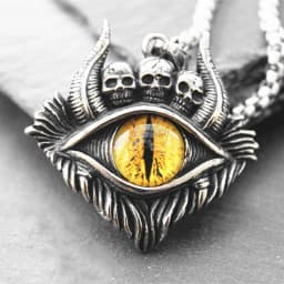Retro Devil's Eye Death Satan Earth Cracking Ghost Necklace Men and Women Domineering Hip-Hop Gothic Pendants Gifts Wholesale