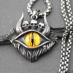 Retro Devil's Eye Death Satan Earth Cracking Ghost Necklace Men and Women Domineering Hip-Hop Gothic Pendants Gifts Wholesale