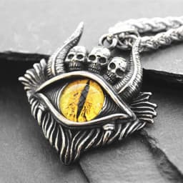 Retro Devil's Eye Death Satan Earth Cracking Ghost Necklace Men and Women Domineering Hip-Hop Gothic Pendants Gifts Wholesale