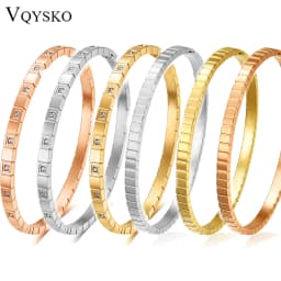 VQYSKO Zircon Geometric Bracelet Accessories Personalized Simple Versatile Titanium Steel Hand Bracelet Female Jewelry