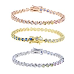 New Round Square Heart CZ Tennis Bracelets for Women Pave Multicolor Zircon Rose Gold/Platinum/Gold Plated Color Fashion Jewelry