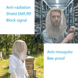 EMF Protection Head Cover Silver Fiber Mosquito Net Multi-function Anti Insect Bee Mesh Hat Outdoor Fishing Caps Face Protector