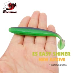 ESFISHING Fishing Lure ES Easy Shiner 100mm 6pcs T Tail Shad Plastic Bait Pesca For Pike Perch Zander