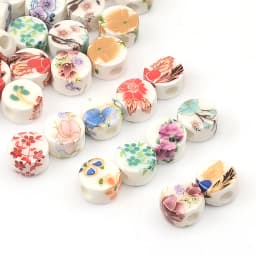 30pcs 0.8cm Mix Flat Round Shape Flower Patterns Ceramic Porcelain Loose Crafts Beads Lot for Jewelry Making DIY Findings