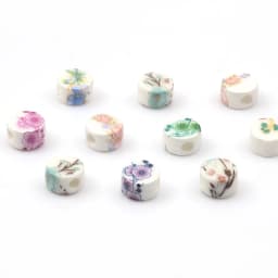 30pcs 0.8cm Mix Flat Round Shape Flower Patterns Ceramic Porcelain Loose Crafts Beads Lot for Jewelry Making DIY Findings