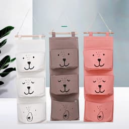 Hanging Storage Bag 3 Pocket Waterproof Hanging Organizer for Dorm Living Room Bathroom Home Fabric Wall Closet Organizer