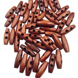 50Pcs Wood Toggle Buttons, Sewing Knitting and Crochet Perfect for Outwear Coats Knitwear, 30mm Length