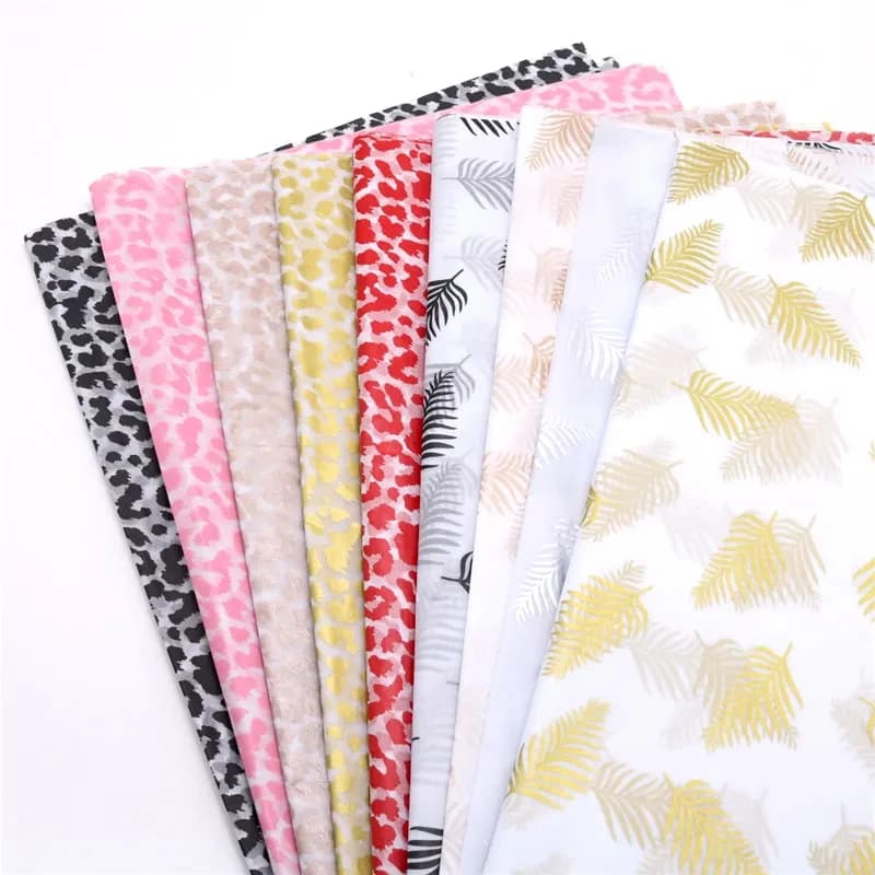 10pcs Gold Tissue Paper DIY Gift Wrapping Paper Handmade Craft Leopard Star Pattern Floral Packaging Material Arts Supplies