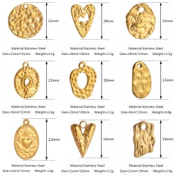 3pcs Stainless Steel Irregular Geometry Heart Charms For Jewelry Embossed Gold Color Plated DIY Earring Necklace Making Supplies