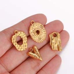3pcs Stainless Steel Irregular Geometry Heart Charms For Jewelry Embossed Gold Color Plated DIY Earring Necklace Making Supplies