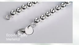 JewelryTop 925 Sterling Silver 6mm Smooth Beads Ball Chain Necklace For Women Trendy Wedding Engagement Jewelry 45CM