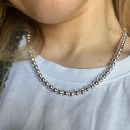 JewelryTop 925 Sterling Silver 6mm Smooth Beads Ball Chain Necklace For Women Trendy Wedding Engagement Jewelry 45CM