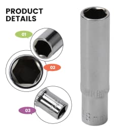 1pc 8/10/13mm 1/4 Single Extension Hexagon Socket Premium Chrome Vanadium Steel Socket Chrome Plated Finish Socket Wrench