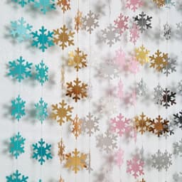 4M Silver Gold Snowflake Garlands for Christmas Tree Hanging Decor Winter Wonderland Party Fake Snow Decoration Paper Streamers