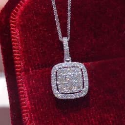 Huitan Exquisite Square Shaped Pendant Necklace with Dazzling CZ Fashion Wedding Neck Accessories Silver Color Jewelry for Women