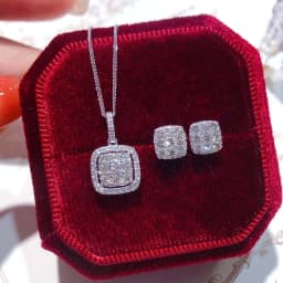 Huitan Exquisite Square Shaped Pendant Necklace with Dazzling CZ Fashion Wedding Neck Accessories Silver Color Jewelry for Women