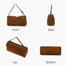 Donna-in Genuine Mini Suede Handbag Real Leather Square Pen Container Bag for Women