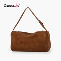 Donna-in Genuine Mini Suede Handbag Real Leather Square Pen Container Bag for Women