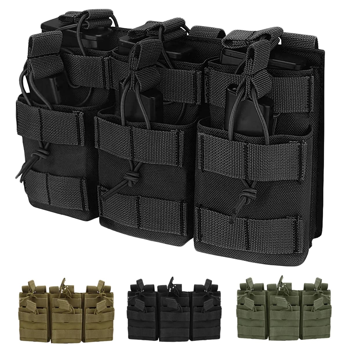 Outdoor Molle Pouch Triple Magazine Pouch Double-Layer Mag Pouches Universal Cartridge Holder for M4 M14 M16 AK AR