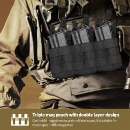 Outdoor Molle Pouch Triple Magazine Pouch Double-Layer Mag Pouches Universal Cartridge Holder for M4 M14 M16 AK AR