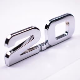 YAQUICKA Metal Silver 3D 2.0 2.0T Car Rear Trunk Emblem Badge Sticker For BMW Audi Ford Toyota Volkswagen Etc Auto Car-Styling