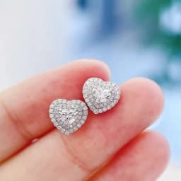Huitan Classic Heart Stud Earrings Crystal Cubic Zirconia Eternity Timeless Women Earrings Fancy Gift High Quality Jewelry