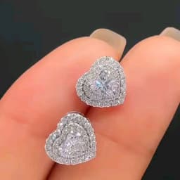 Huitan Classic Heart Stud Earrings Crystal Cubic Zirconia Eternity Timeless Women Earrings Fancy Gift High Quality Jewelry