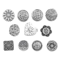 20 x Tibetan Silver Metal Button Beads Flower Heart Round Sewing for Leather Craft Clothes Bags