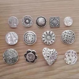 20 x Tibetan Silver Metal Button Beads Flower Heart Round Sewing for Leather Craft Clothes Bags